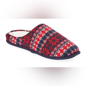 Club Room Mens Fair Isle Slip On Comfort Slide Slippers Shoes Plaid SIZE M 8-9